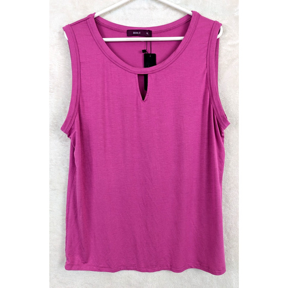 New Doublju sz XL Tank Top knit pink t-shirt stretchy 2275 - Picture 1 of 4